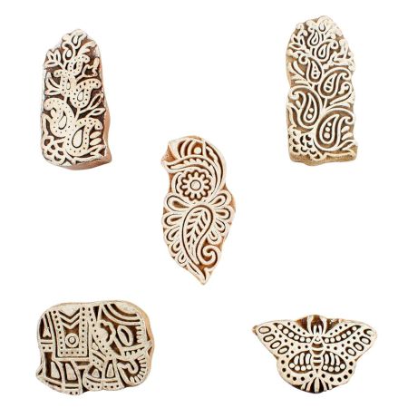 Set of 5 Piece New Mix Wooden Printing Blocks